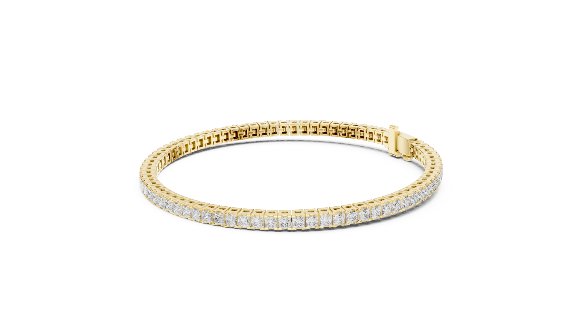 Gold bracelet with diamonds on a white background