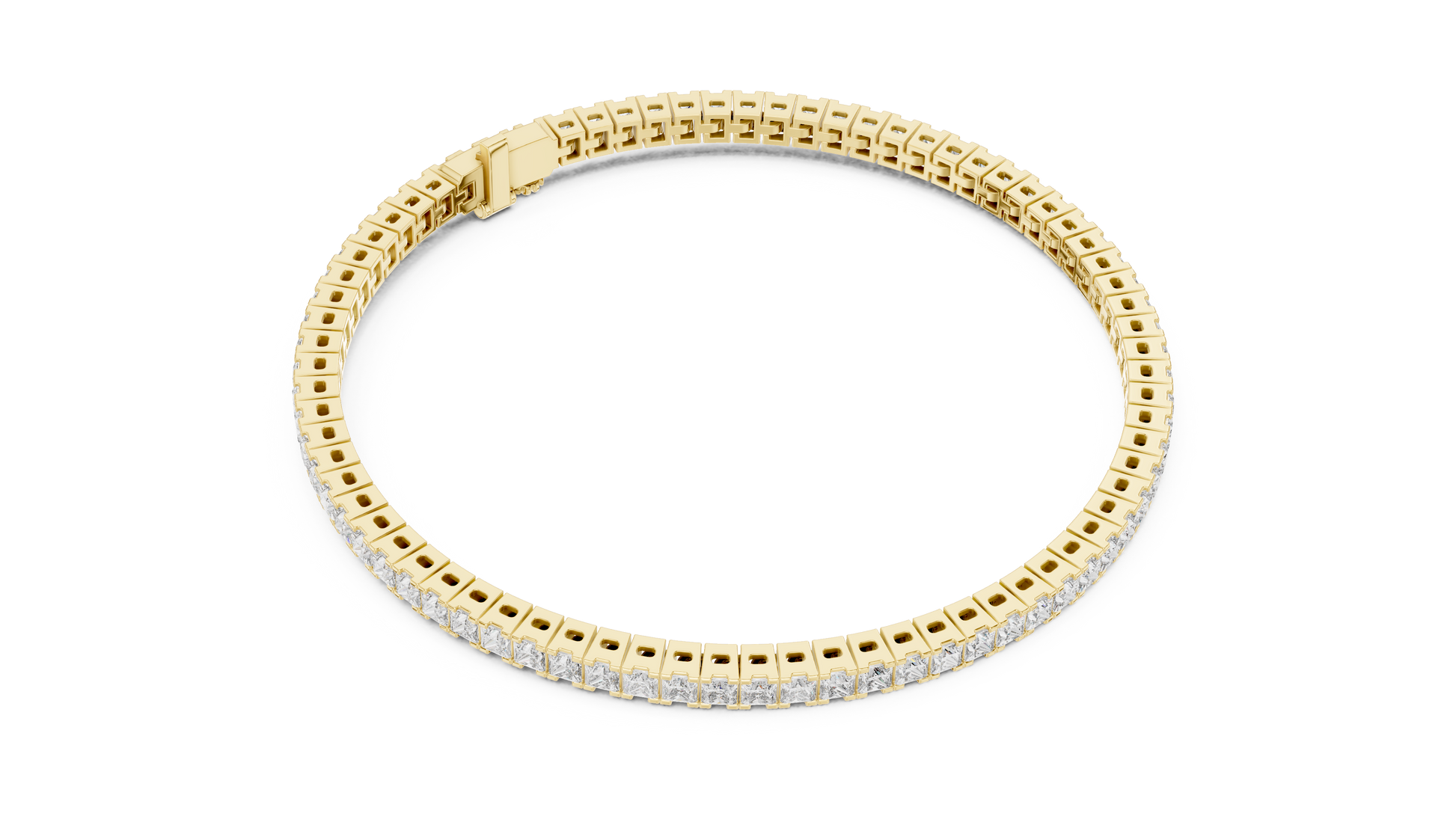 Gold bracelet with diamonds on a white background