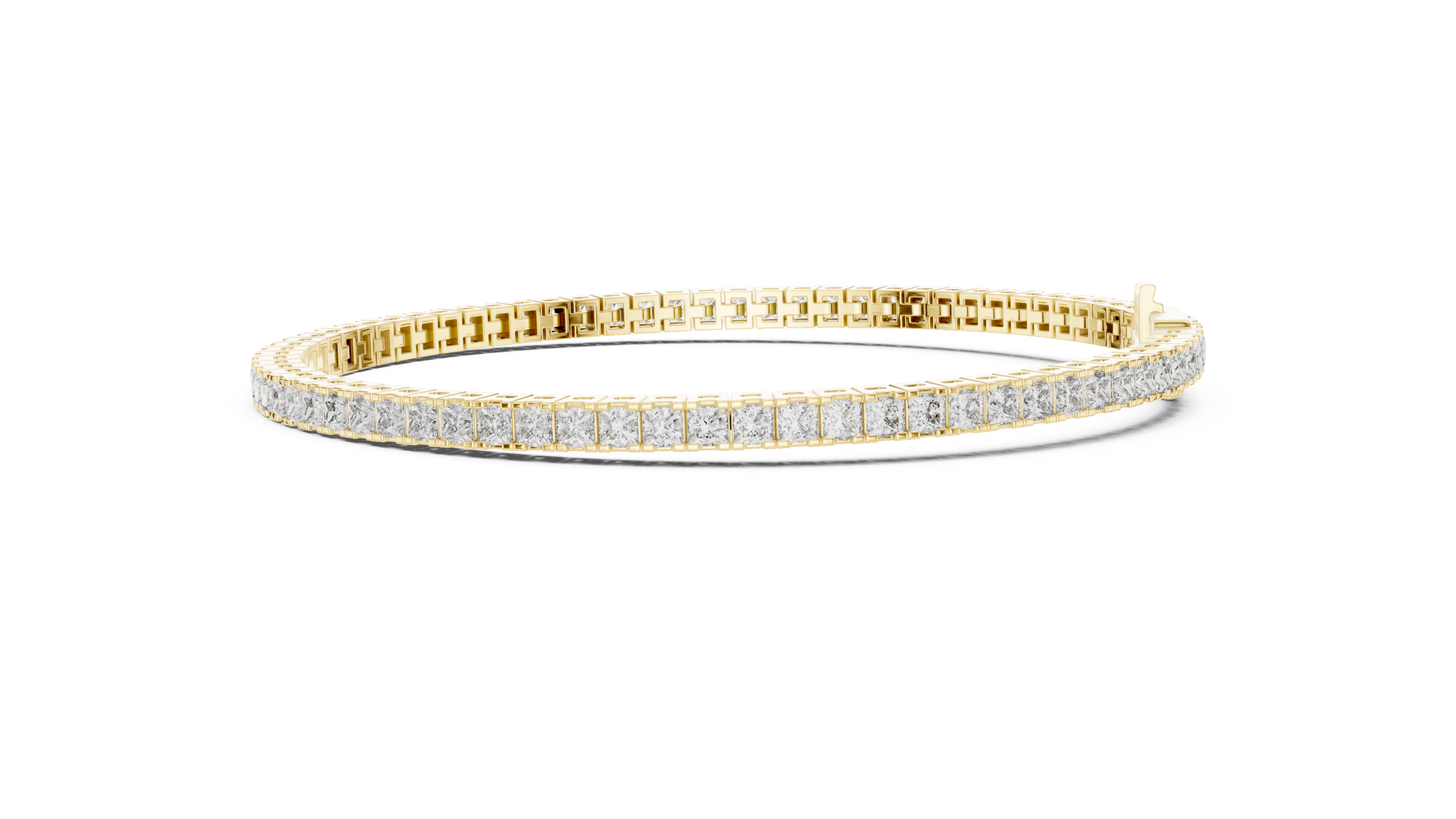 Gold bracelet with diamonds on a white background