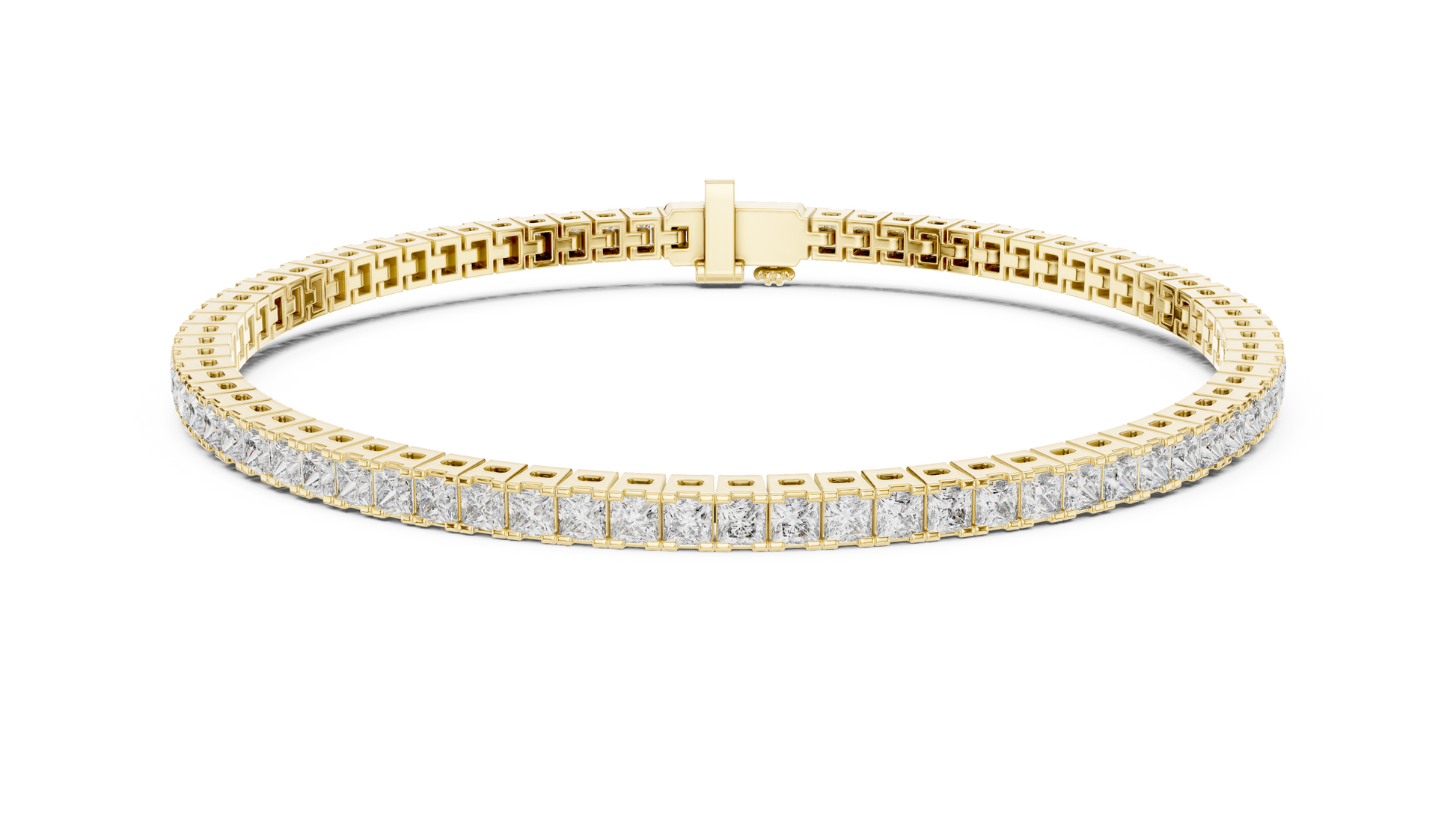 Gold bracelet with diamond accents on a white background