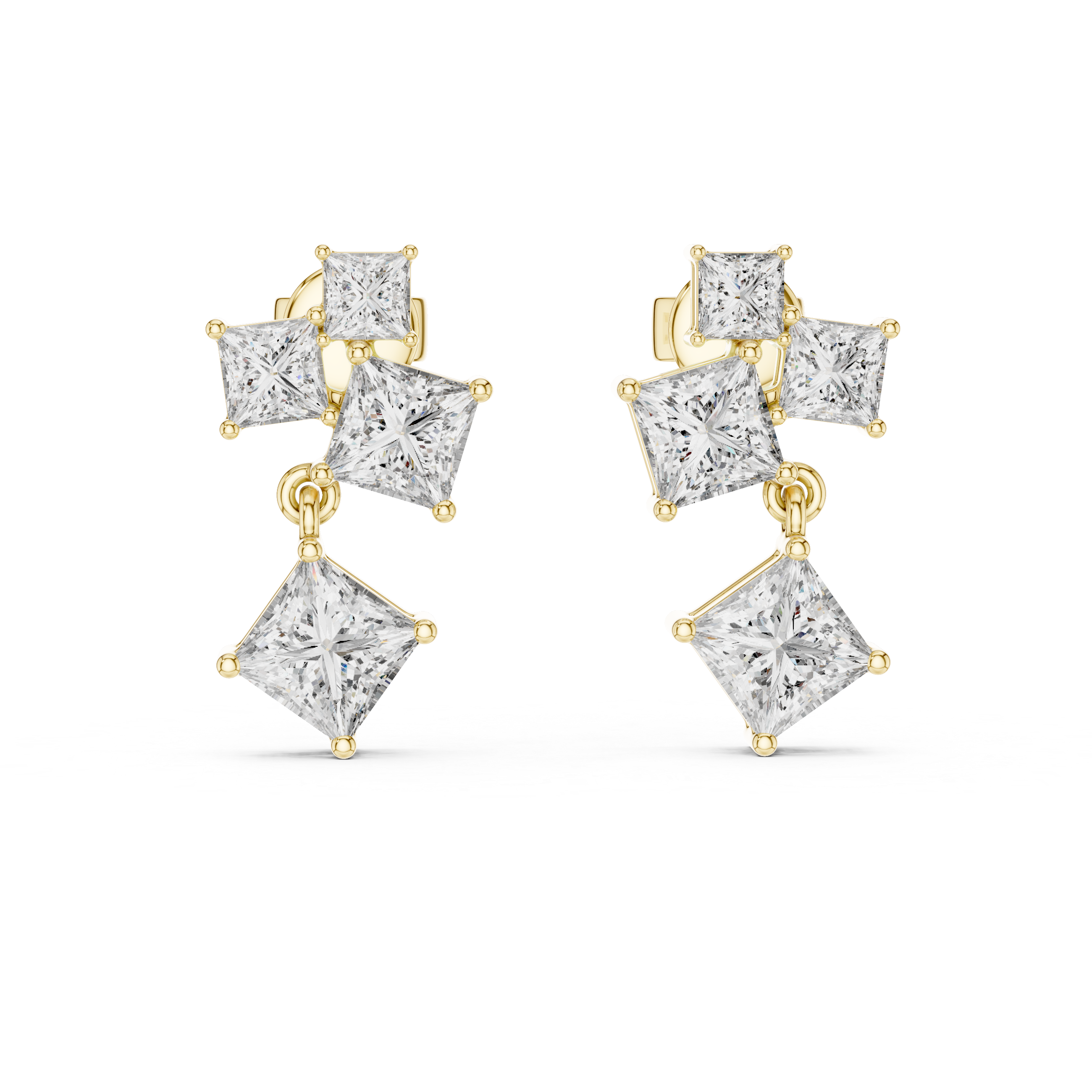 princess-diamond-cluster-drop-earrings