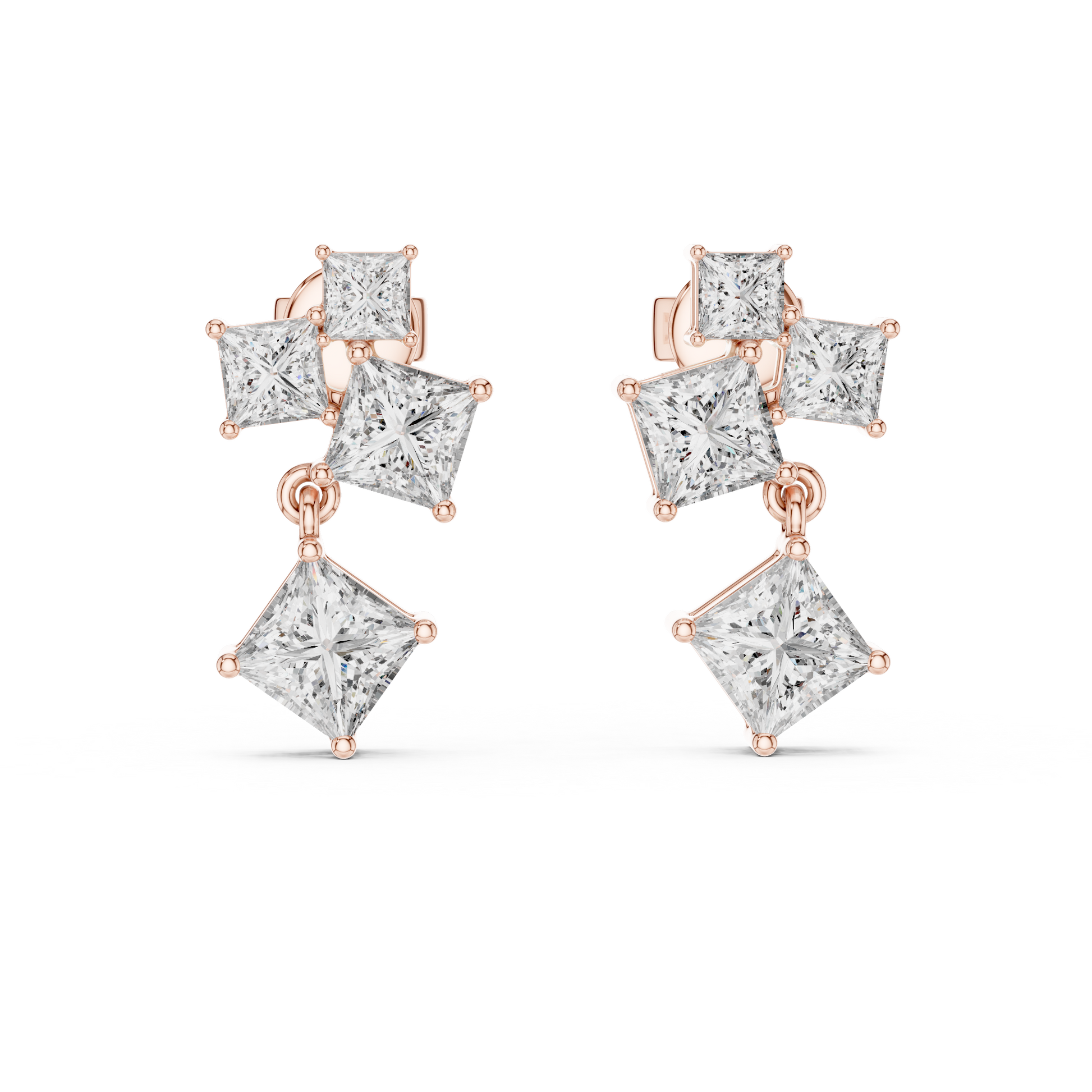 princess-diamond-cluster-drop-earrings