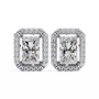 Pair of diamond earrings on a white background