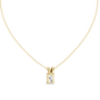substantial Radiant-cut diamond suspended from a high-polish 18K Gold V-loop encrusted with shimmering pavé diamonds