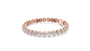 Rose gold bracelet with diamonds on a white background