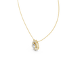 Gold necklace with a diamond pendant on a white background