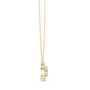 Gold necklace with a diamond pendant on a white background