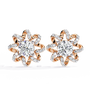 Rose gold and diamond earrings on a white background