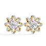 Gold and diamond earrings on a white background
