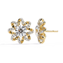 Gold and diamond earrings on a white background