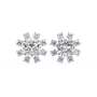 Pair of snowflake-shaped diamond earrings on a white background