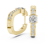 Gold hoop earrings with diamond accents on a white background