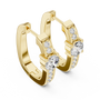 Gold earrings with diamond accents on a white background