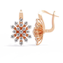 Rose Gold and diamond snowflake earrings on a white background