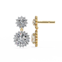 Gold and diamond earrings on a white background