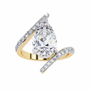 ring features a magnificent Pear diamond held within a sophisticated spiral-esque bypass band