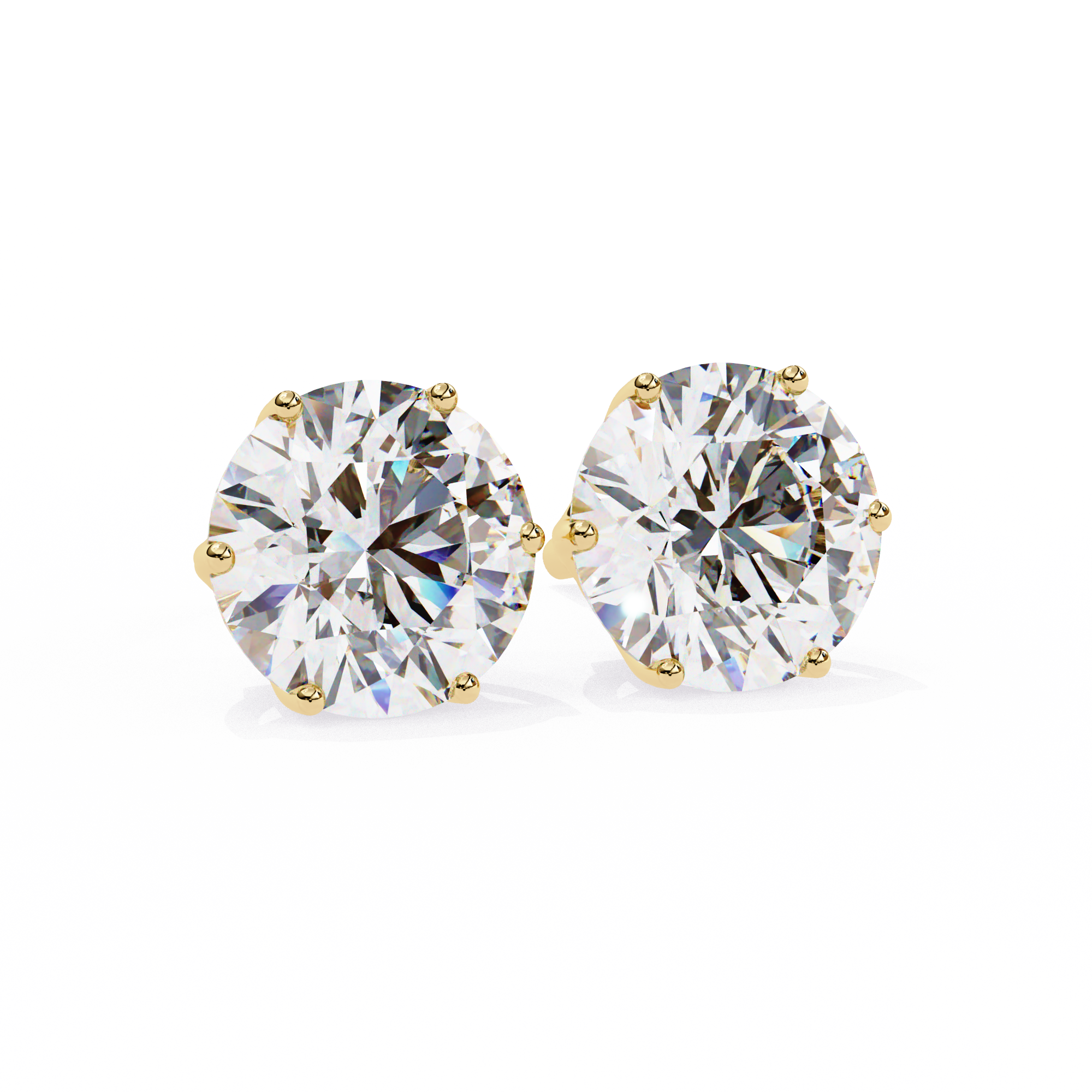 Pair of diamond stud earrings on a white background