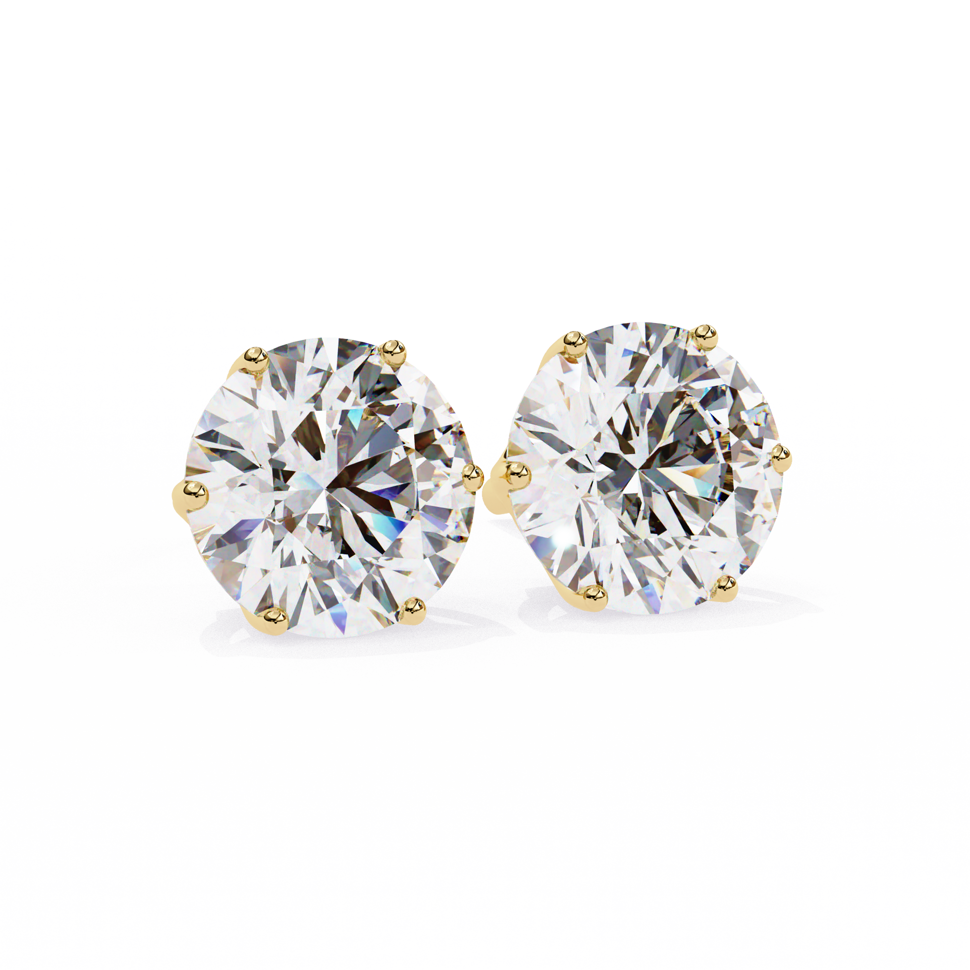 Pair of diamond stud earrings on a white background