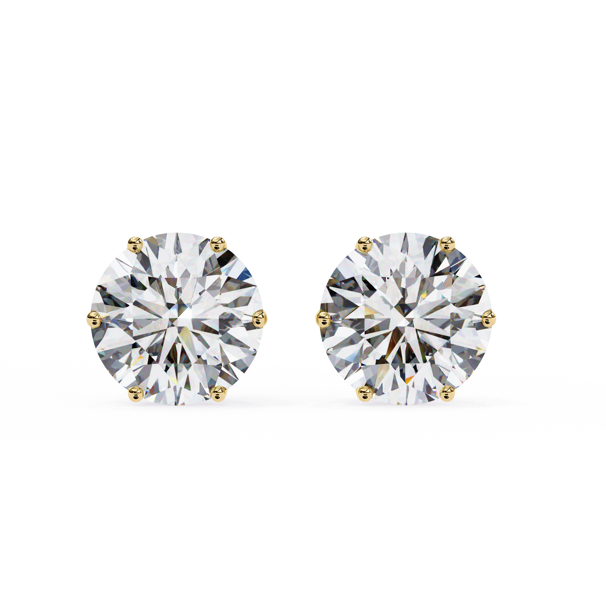 Pair of diamond stud earrings on a white background