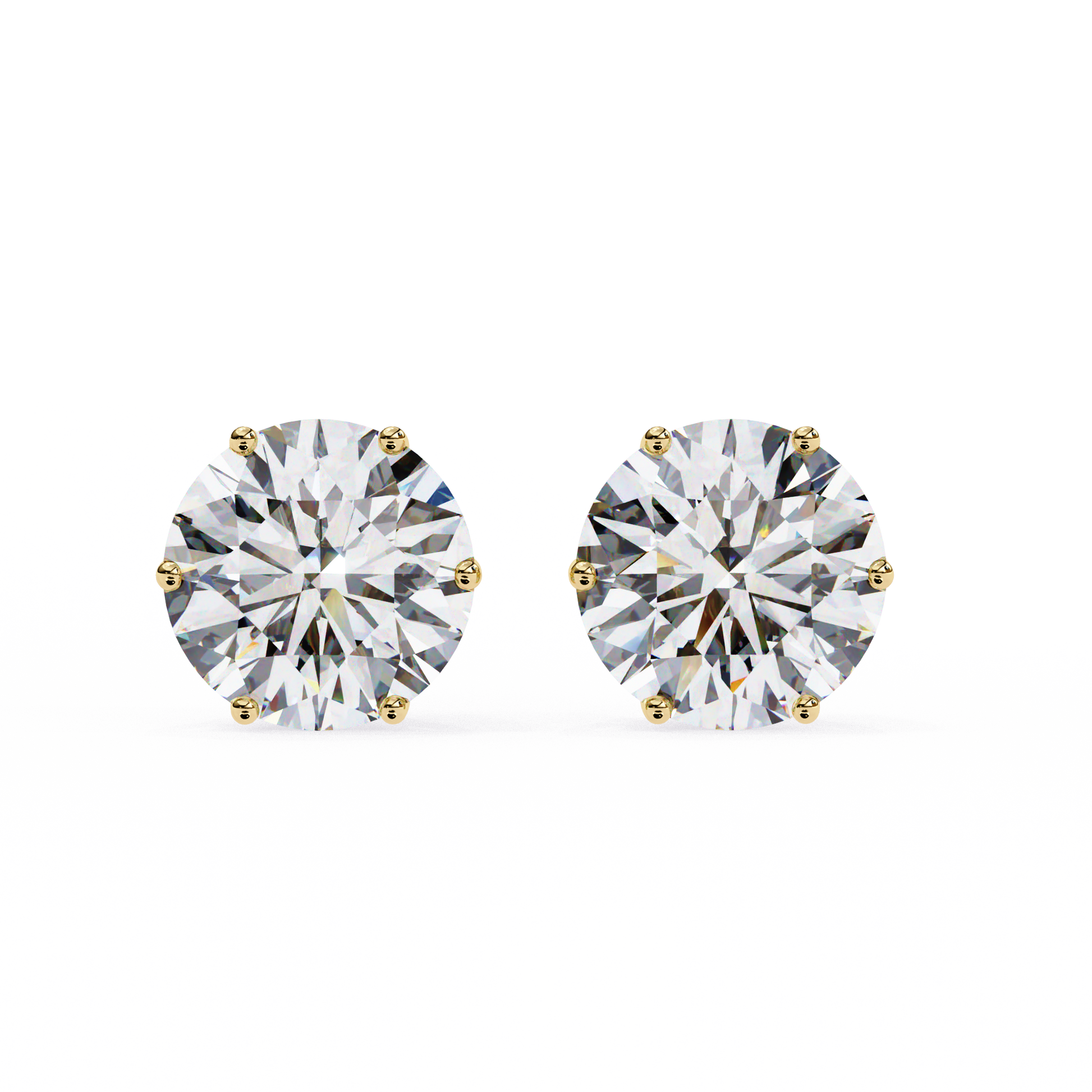 Pair of diamond stud earrings on a white background