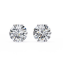 Pair of round cut diamond stud earrings on a white background