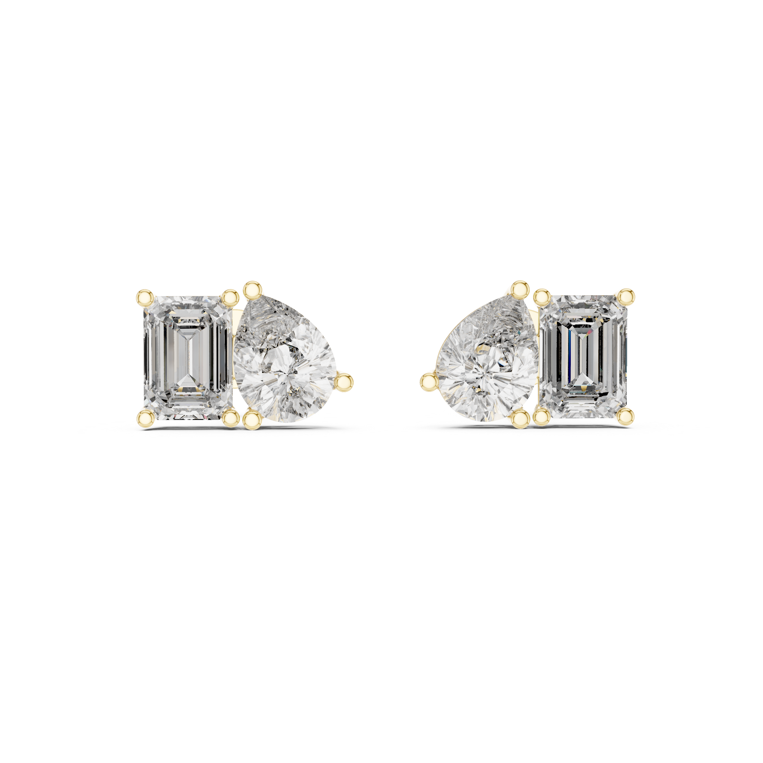 Pair of diamond earrings on a white background