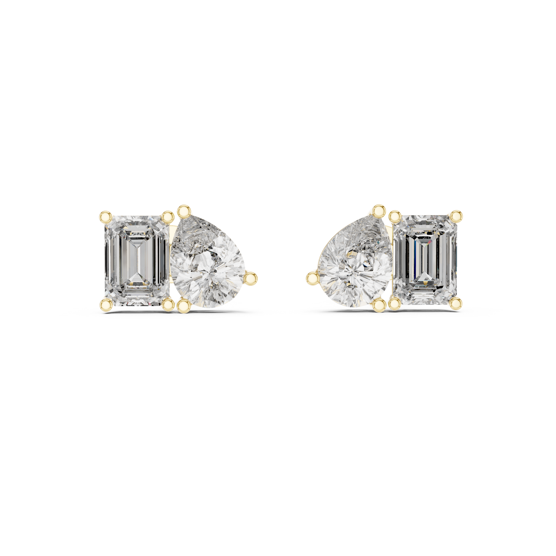 Pair of diamond earrings on a white background