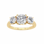 Cushion-cut solitaire flanked by two perfectly matched cushion-cut side stones