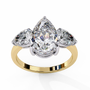trilogy ring showcases a substantial Pear centre flanked by two perfectly matched pear-shaped side stones