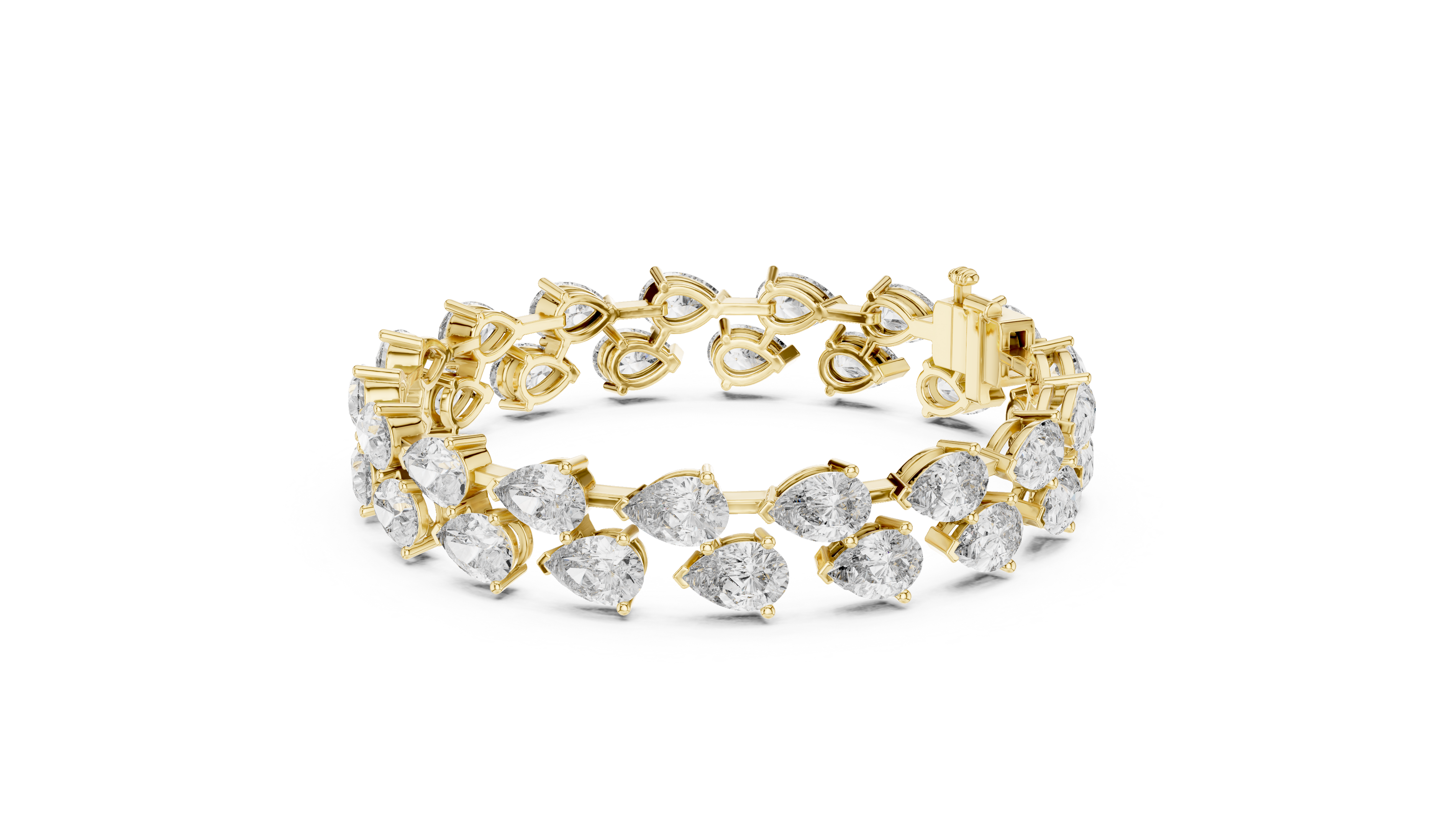 Gold bracelet with diamonds on a white background