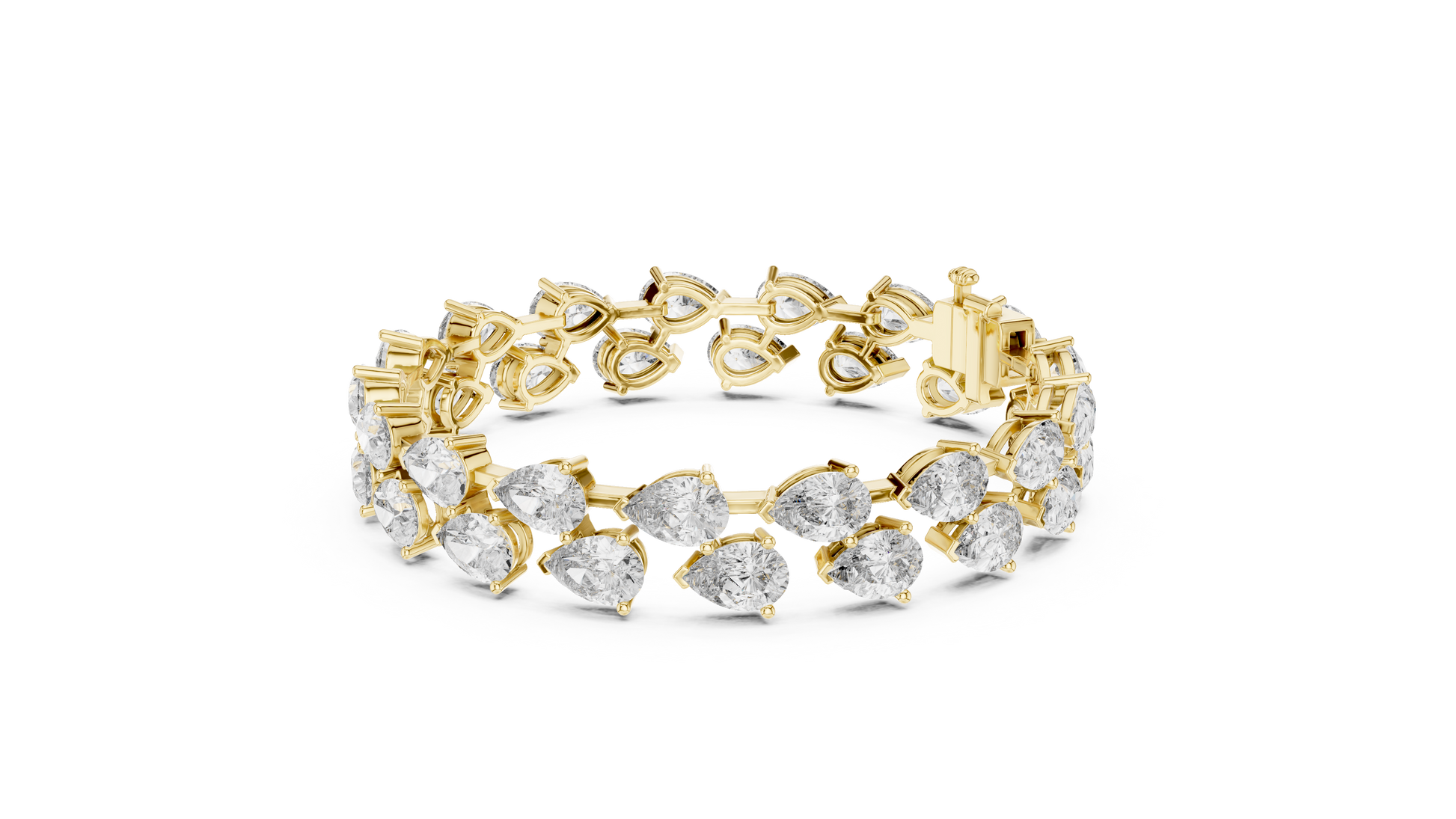 Gold bracelet with diamonds on a white background