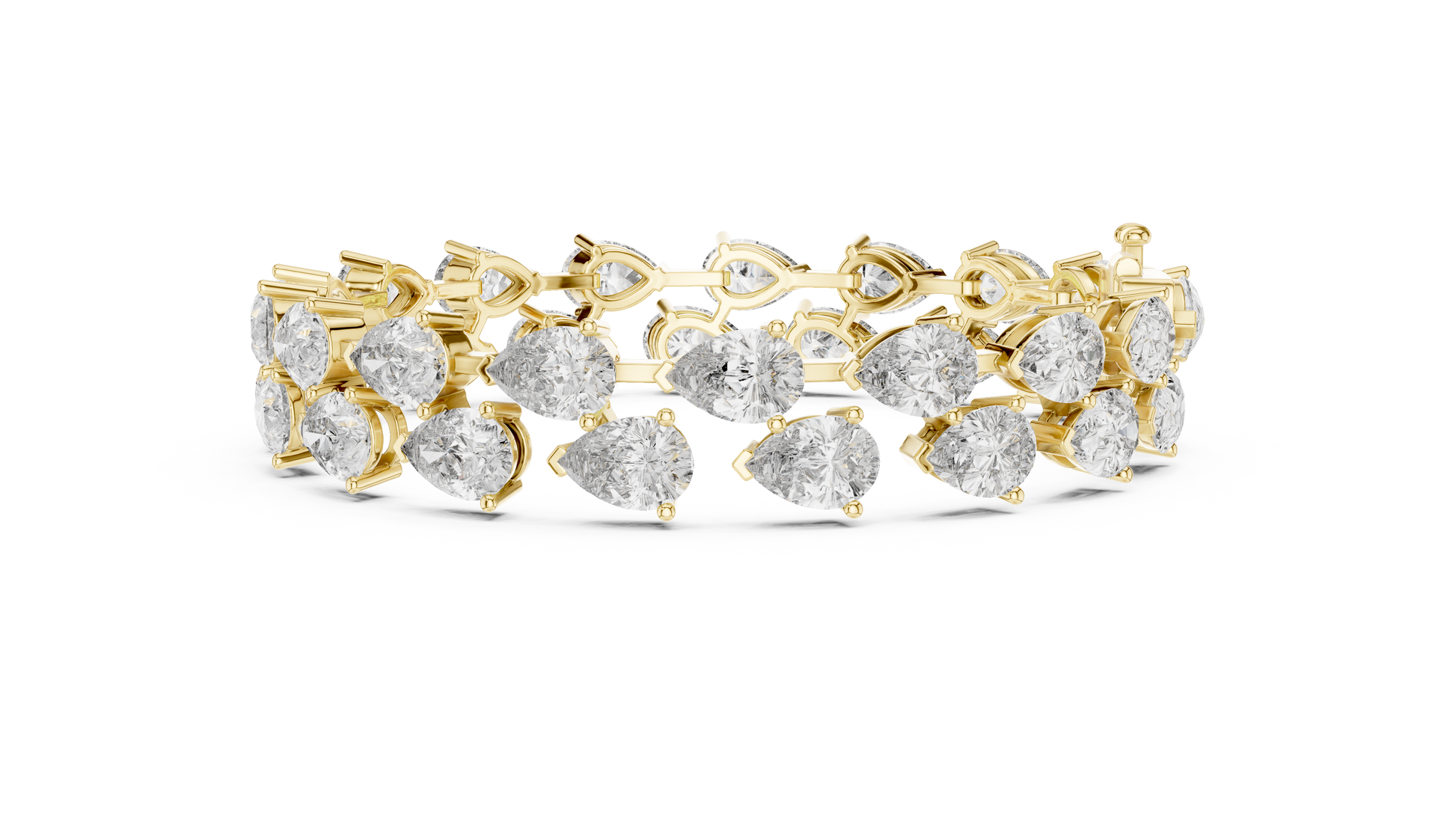 Gold bracelet with diamond accents on a white background