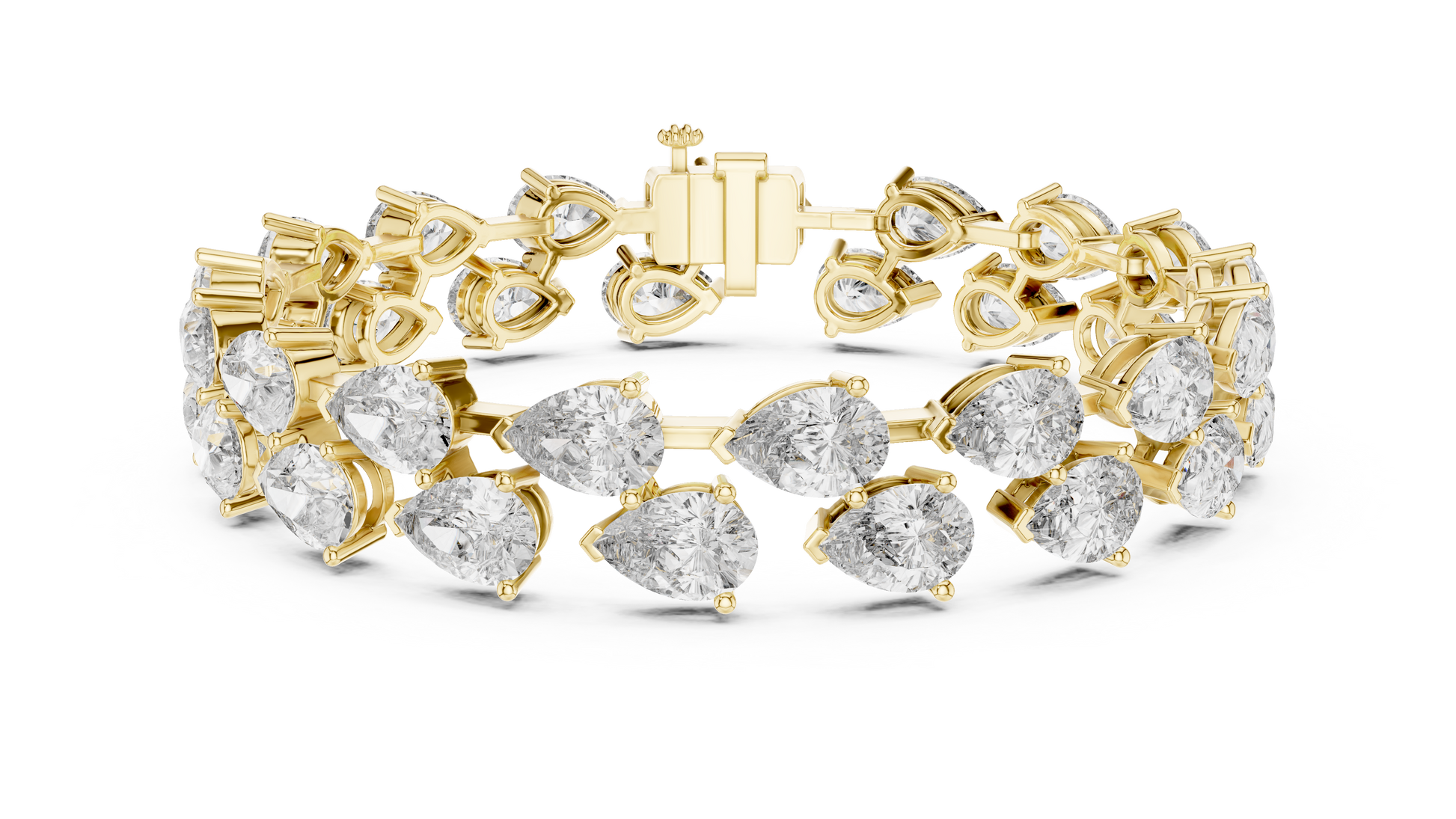 Gold bracelet with diamonds on a white background