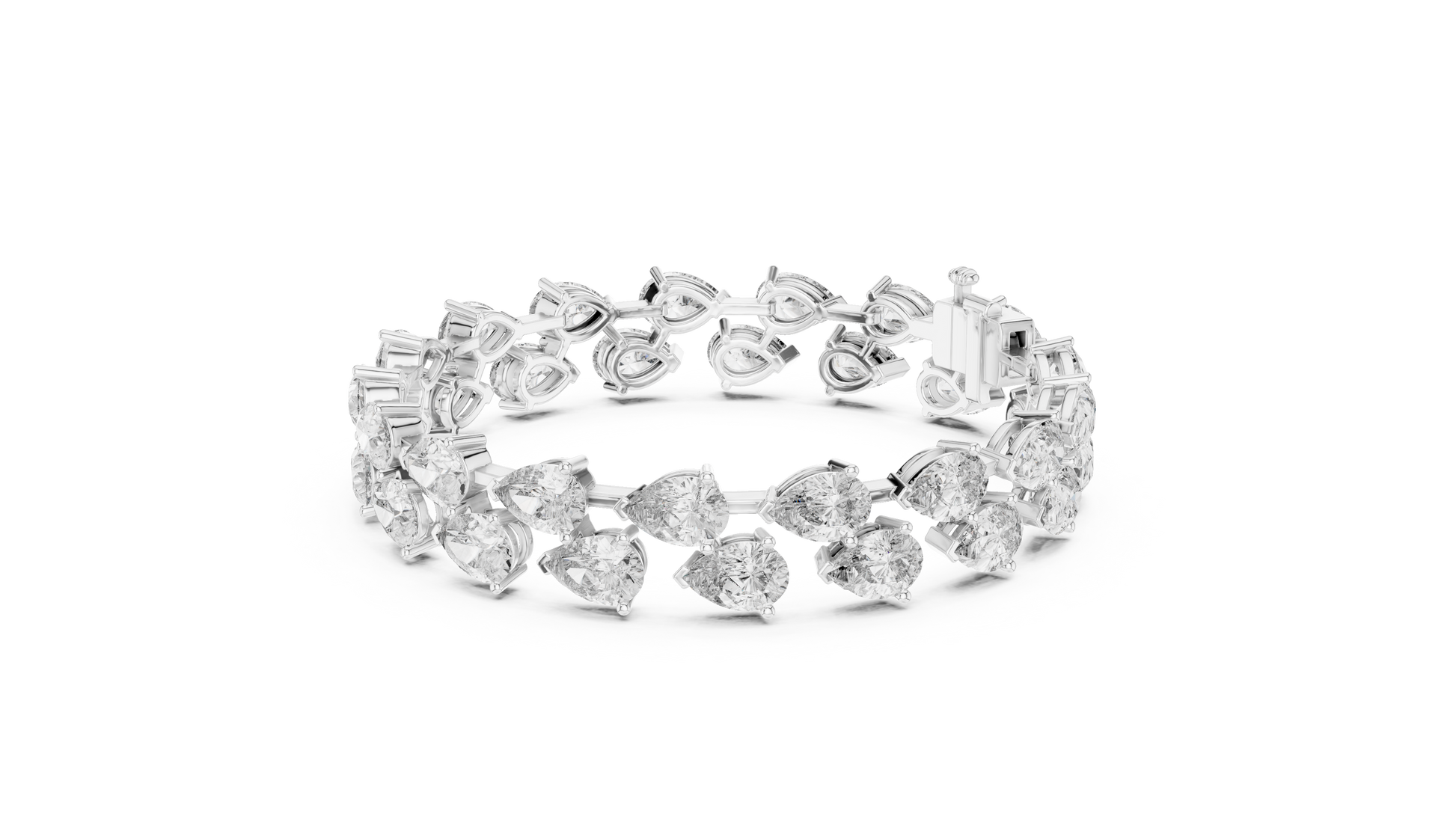 White Gold bracelet with diamonds on a white background