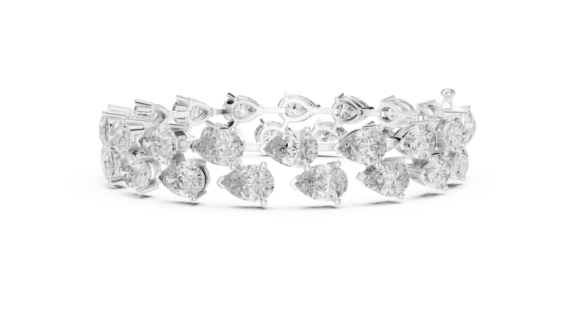 Diamond bracelet with pear-shaped stones on a white background
