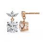 Rose gold diamond earrings on a white background