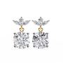 Pair of diamond earrings on a white background