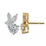 Gold and diamond earrings on a white background