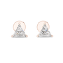 Pair of triangle-shaped diamond earrings with gold posts on a white background