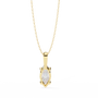Gold necklace with a diamond pendant on a white background