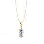 Gold necklace with a diamond pendant on a white background