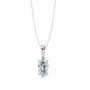 Gold necklace with a diamond pendant on a white background
