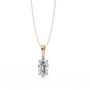 Rose gold necklace with a diamond pendant on a white background