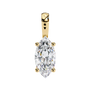 Gold necklace with a diamond pendant on a white background