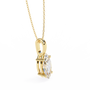 Gold necklace with a diamond pendant on a white background