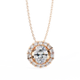 vertical oval centre diamond is encircled by a scalloped border of shimmering accent stones