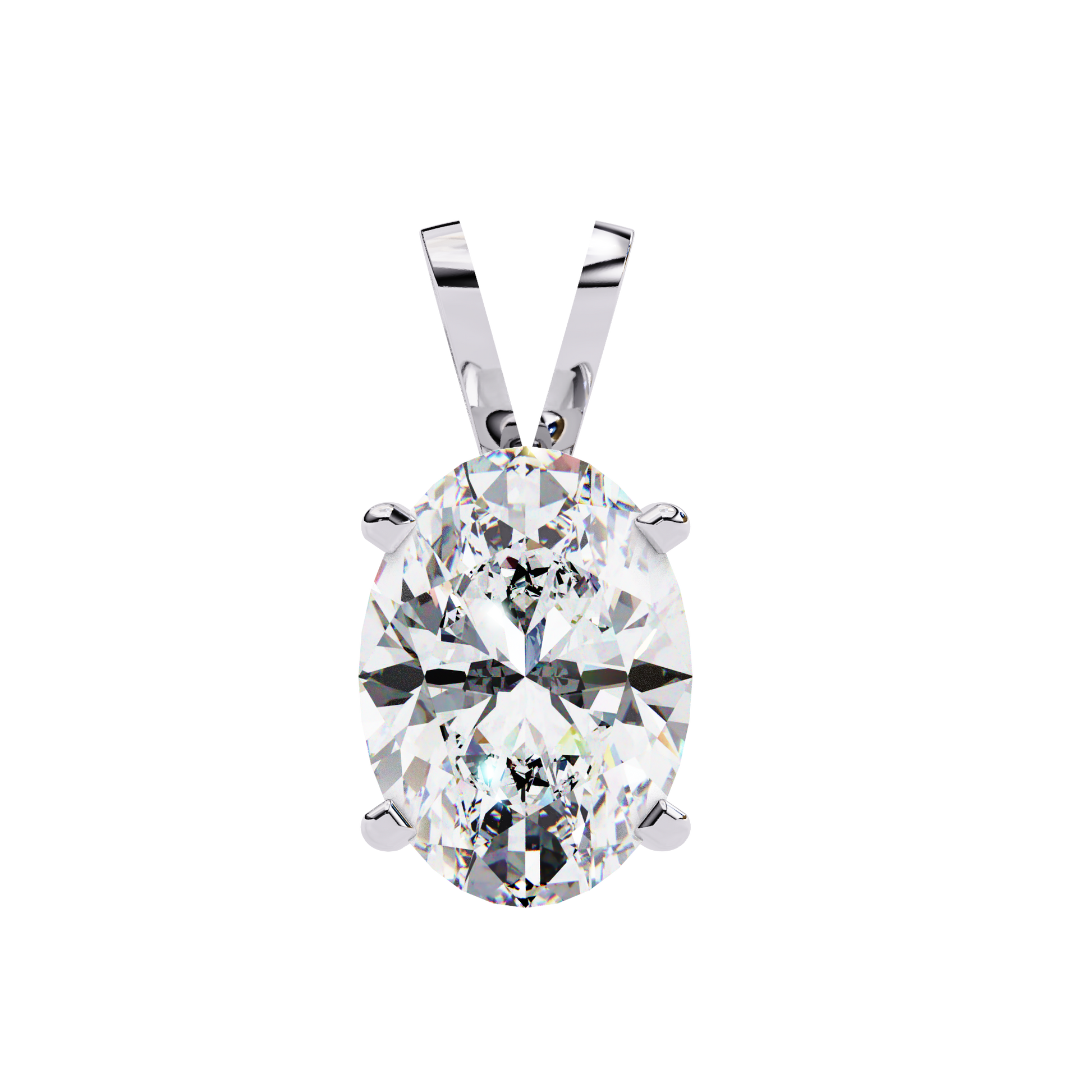 Gold necklace with a diamond pendant on a white background