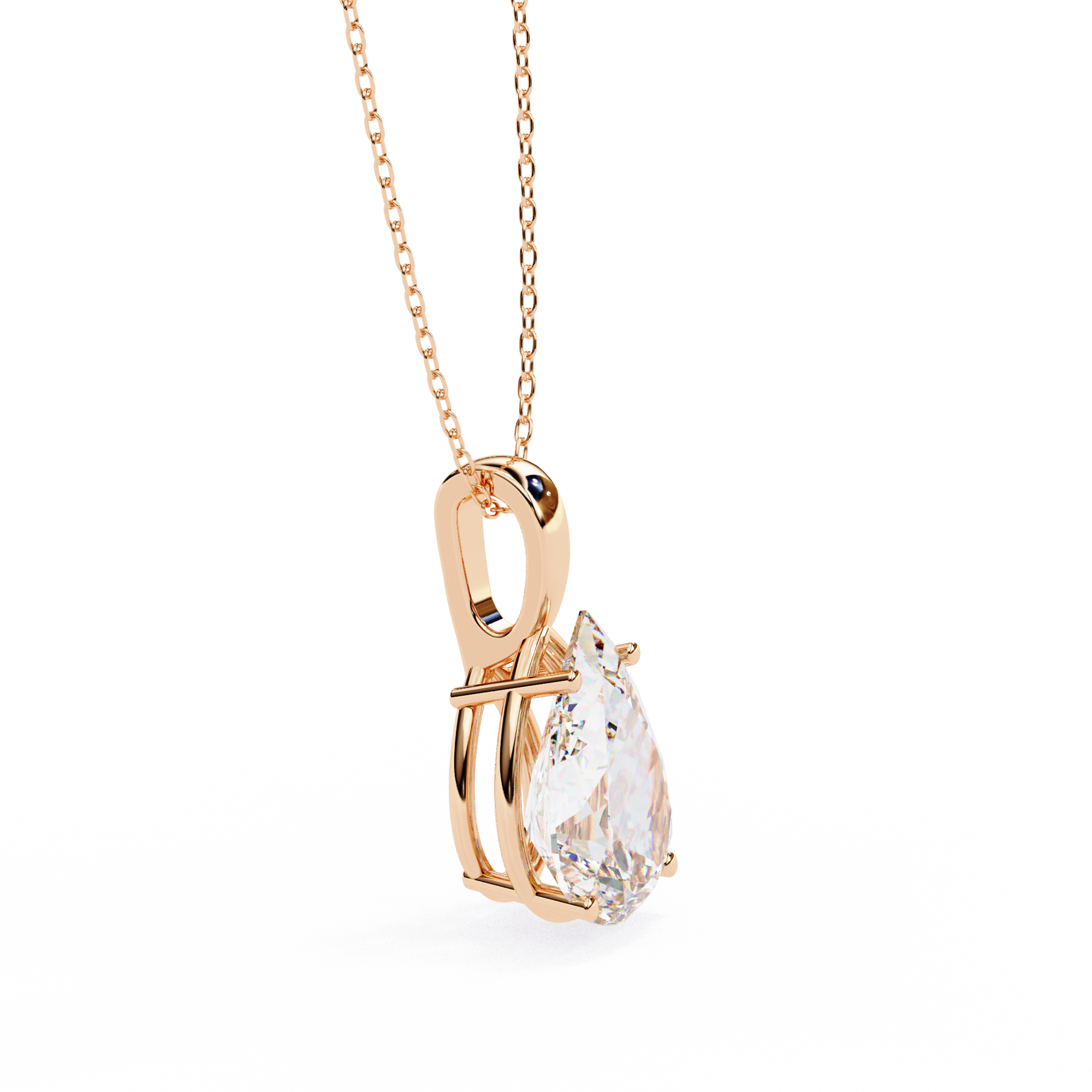 Solitaire pendant showcases a breathtaking Pear-shaped diamond held in a secure vertical orientation