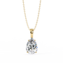 Solitaire pendant showcases a breathtaking Pear-shaped diamond held in a secure vertical orientation