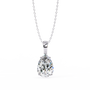 Solitaire pendant showcases a breathtaking Pear-shaped diamond held in a secure vertical orientation